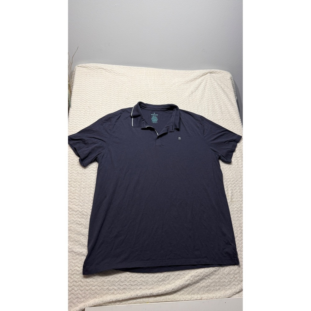 Tommy John Mens 2XL Second Skin Polo Shirt Navy Blue Pima Cotton Modal Stretch